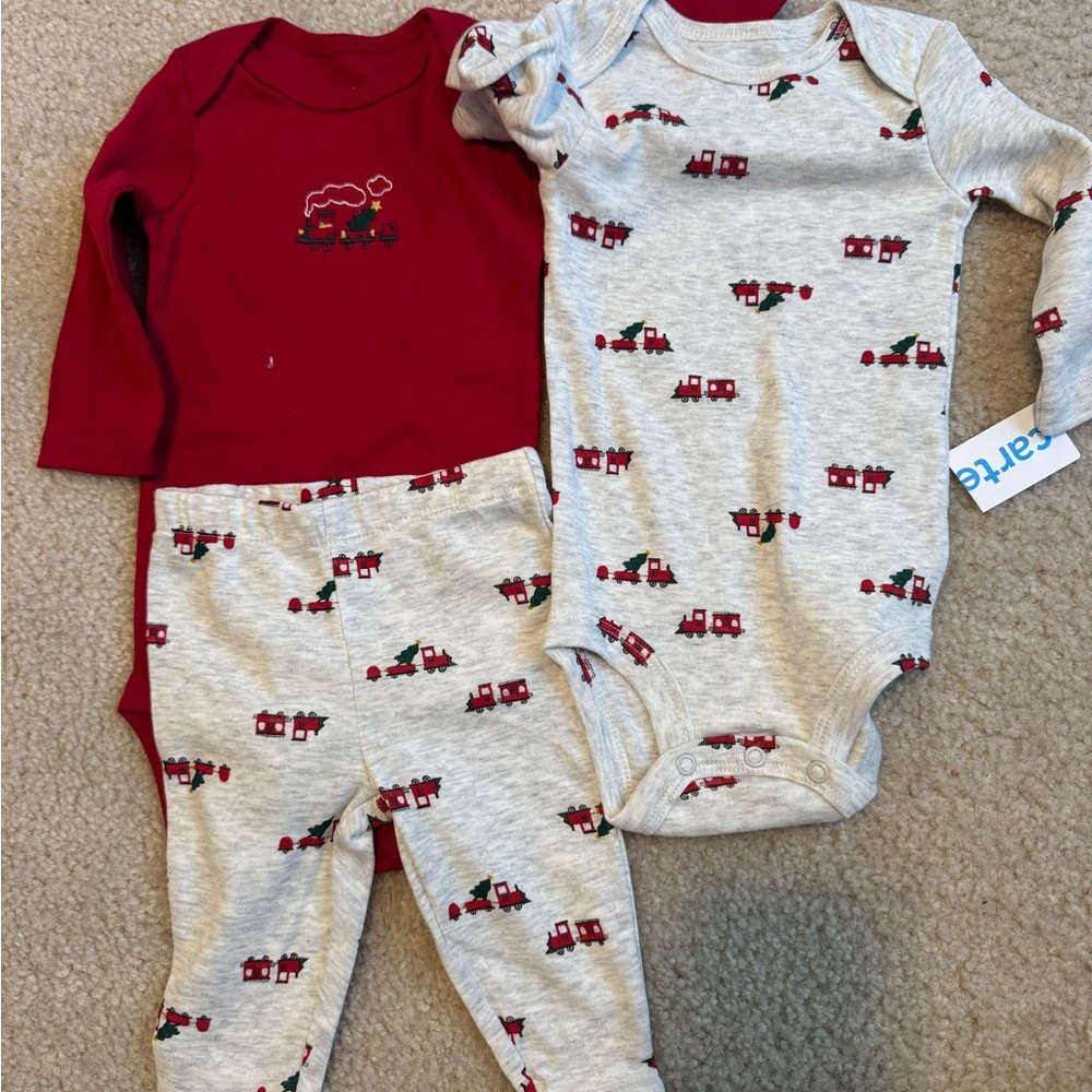 Carter's Red and Gray Holiday Train Set